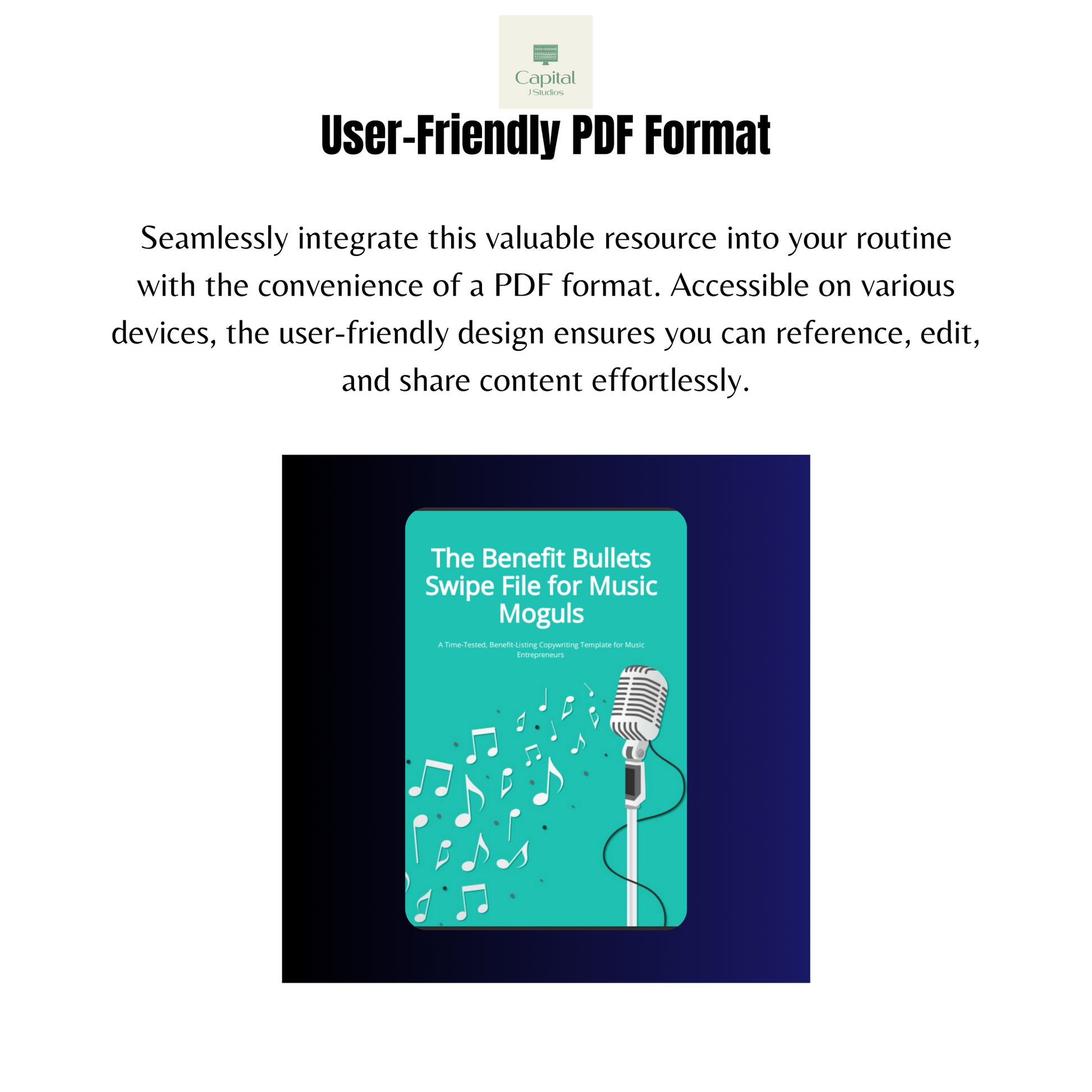 The Benefit Bullets Swipe File for Music Moguls by CAPITAL J STUDIOS